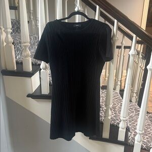 Theory Elegant Black Ribbed Mini Dress